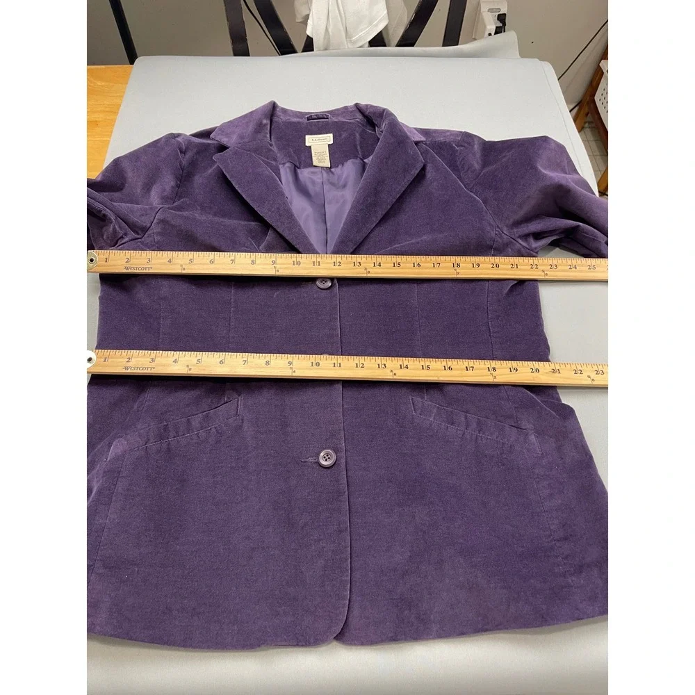 LL Bean Purple Corduroy Blazer Jacket Womens 16‎ Regular Cotton Spandex 3 Button